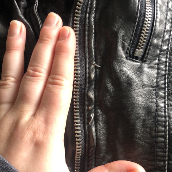 COPY - Free People Black Leather Jacket w/ Removable Hood - Picture 10 of 10